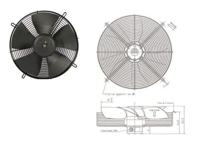 Ventilateur hélicoïde industriel - Modèle S0355 VD35 TG30W04 - 355mm - 3000m3/h - IP54_0
