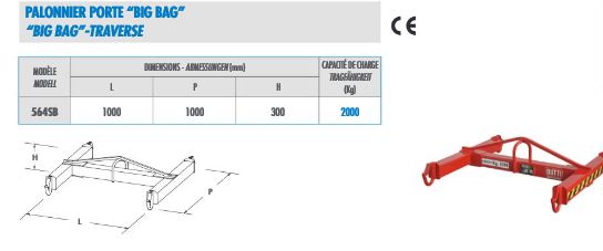 564SB - Palonnier porte Big Bag - Butti - Capacité de charge 2000kg - Dimensions 1000x1000x300mm_0