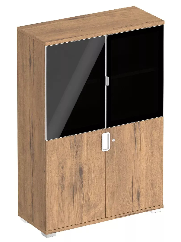 Arm. 2 portes verre + 2 portes bois + 2 étag. (L : 100 cm x P : 42 cm x H : 147 cm) So Laroya_0