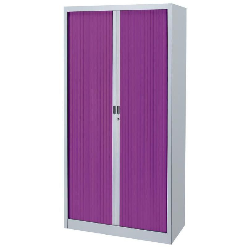 ARMOIRE MÉTAL CLASSTOUT COLOR - A RIDEAUX - L. 90X- H. 180 CM - CORPS ALUMINIUM  - RIDEAUX PRUNE