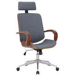 CLP Fauteuil de bureau Dayton en Similicuir Ajustable et pivotant Noyer / Gris - gris polyester 317166_0