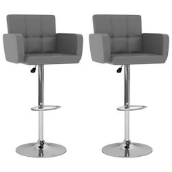 Décoshop26 - Lot de 2 tabourets de bar chaises hautes avec dossiers et accoudoirs en PVC gris DEC029734 - gris 3000257528835_0