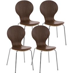 Décoshop26 - Lot de 4 chaises de cuisine salle à manger empilables dossier arrondi en bois noyer et métal chromé 10_0003182 - 3000251442601_0