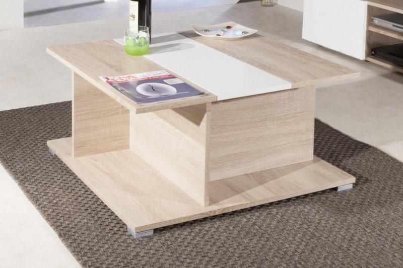 Table basse avec mini bar Woody - rangement pratique - finition chêne clair - fabrication française_0