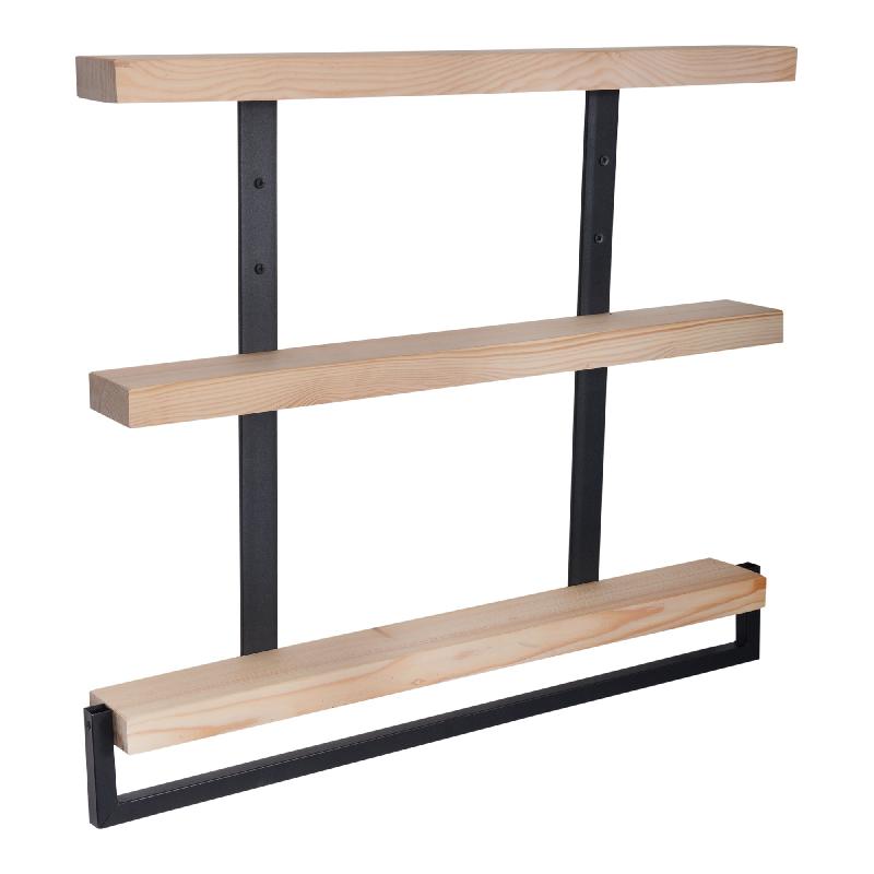 ÉTAGÈRE MURALE À 3 NIVEAUX 67,5 X 79 X 8,5 CM PIN NATUREL 03_0007045_0