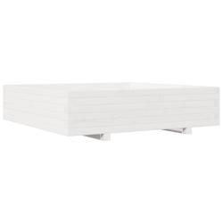 Helloshop26 - Jardinière bac lit surélevé plantes fleurs terrasse jardin 100 x 100 x 26,5 cm bois de pin massif blanc 02_0037255 - 3000214231341_0