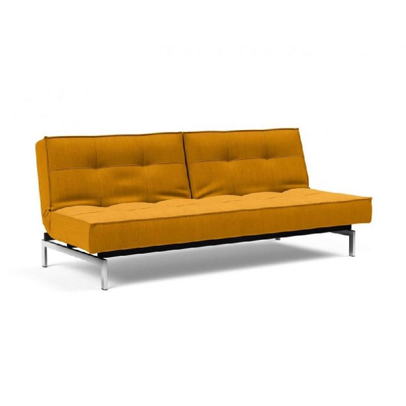INNOVATION LIVING  CANAPE SPLITBACK  CHROME CONVERTIBLE LIT 115*210 CM TISSU ELEGANCE BURNED CURRY_0