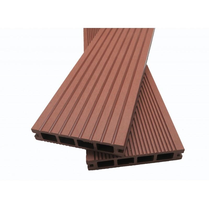 Lame terrasse bois composite alvéolaire Dual - Brun rouge - 25mm d'épaisseur, 14cm de largeur, 240cm de longueur - Surface couverte 0.34m²_0