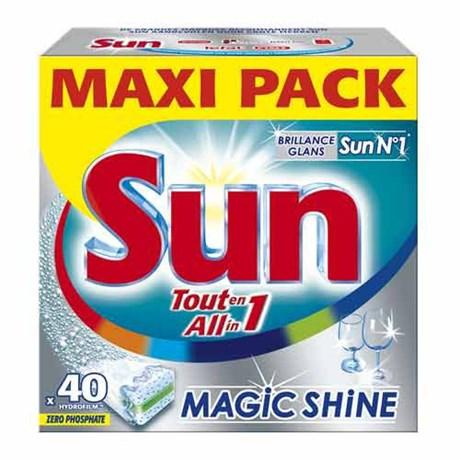 NETTOYANT VAISSELLE SUN TOUT EN 1 MAGIC SHINE 40 TABLETTES