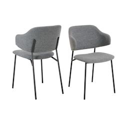SalesFever Fauteuil Bouclé Lot de 2 | Housse en tissu bouclé | Pieds de chaise en métal | L 54 x P 59 x H 83 cm | gris foncé – noir - multicolor_0
