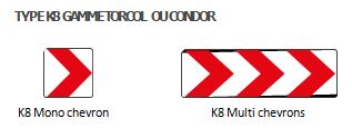 Signaux temporaires type K8 et K2 - Gamme Torcol ou Condor - Dimensions et options disponibles_0