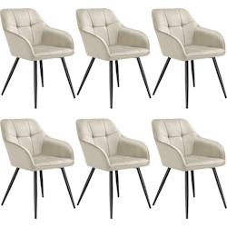 TecTake GmbH tectake Lot 6 chaises rembourrées en velours matelassé et dossier crème - 405762 - beige 405762_0