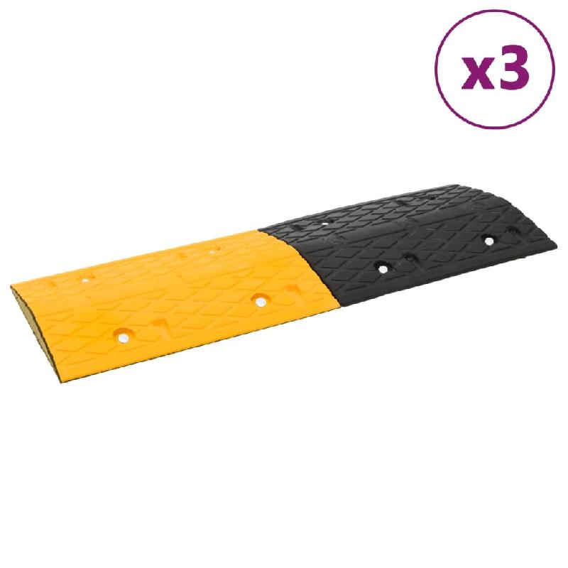 Vidaxl ralentisseurs 3 pcs jaune et noir 97x32,5x4 cm caoutchouc 3157043_0