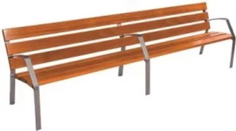 Banc public Modo 08 - 300 cm - Bois exotique - Pieds en fonte ductile - Visserie inox_0