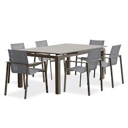 DCB GARDEN Ensemble repas de jardin 6 places en aluminium taupe - ZAHARA - marron aluminium ZAHARA-TB240+6FT_0