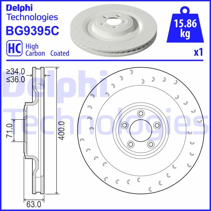 Disque de frein ventilé Delphi BG9395C - côté avant - boîte de 1 disque_0