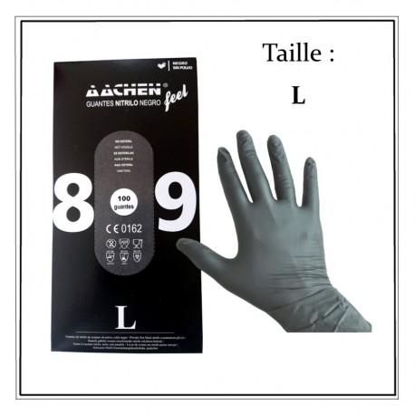 Gants nitrile noir non poudrés résistants - Taille L - Modes Lignes - Norme EN374-2_0