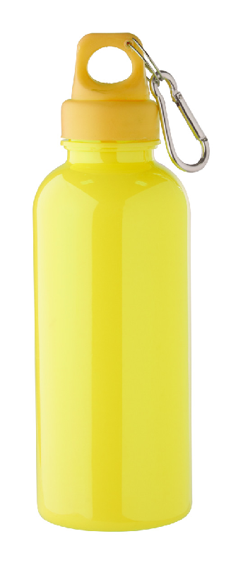 Gourde en plastique - 600 ml avec mousqueton - Couleur jaune_0