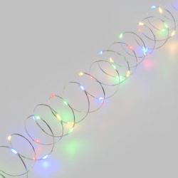 Guirlande lumineuse à piles 4m 40 Micro LED multicolore 8 modes mémoire timer IP44 fil métal argenté Lotti - multicolore 8024199065901_0