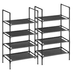 HELLOSHOP26 - Étagère à chaussures à 4 éniveaux lot de 2 porte-chaussures rangement cadre en métal étagères en tissu non tissé pour entrée c_0