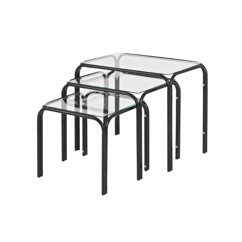 Lot de 3 tables basses Vanina 46 cm transparent - Paris Prix - Design moderne en acier et verre_0