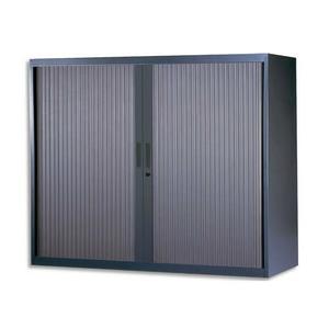 Mt international armoire basse métallique monobloc grise anthracite - dimensions : l120 x h105 x p43 cm_0