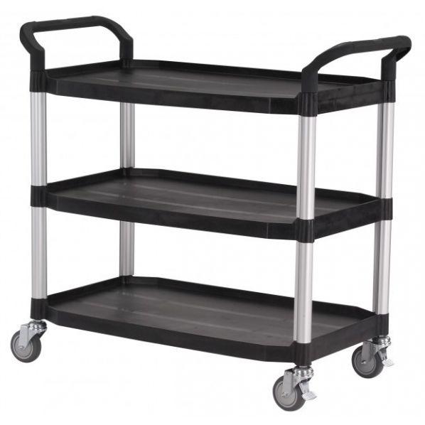 Servante multi-usage 3 plateaux - Avec ou sans bacs - Coloris Noir ou Gris clair - Polypropylène adapté au contact alimentaire - Charge 250 kg - Marque MATADOR_0