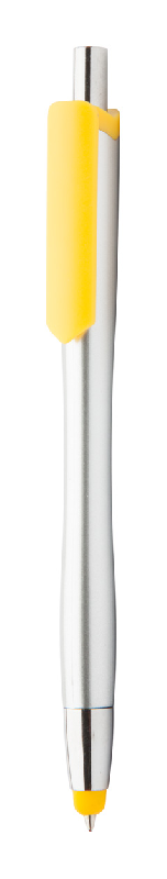 Stylo à bille stylet en plastique - corps argenté et embout coloré - encre bleue_0