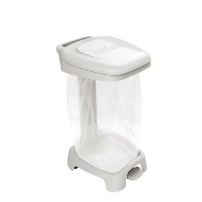 Support sac poubelle d'intérieur 2 roues à pédale blanc avec couvercle 120 L_0