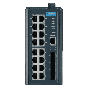 Switch Rail DIN industriel 16 ports Gb + 4 Fibre SFP Managé -40°C à 75°C - Référence EKI-7720G-4FI-AE - Marque Advantech_0