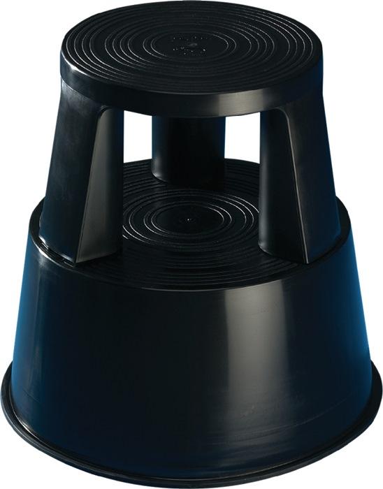 Tabouret roulant en plastique noir - Hauteur 425/430 mm - Diamètre supérieur 290 mm - Diamètre inférieur 440 mm - WEDO_0