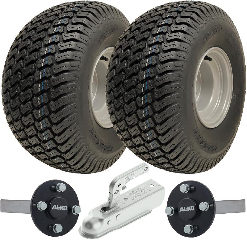 20x10.00-8 ATV Trailer Kit P332 Grass Wheels ALKO Hub  Stub Axles Hitch 750kgs_0