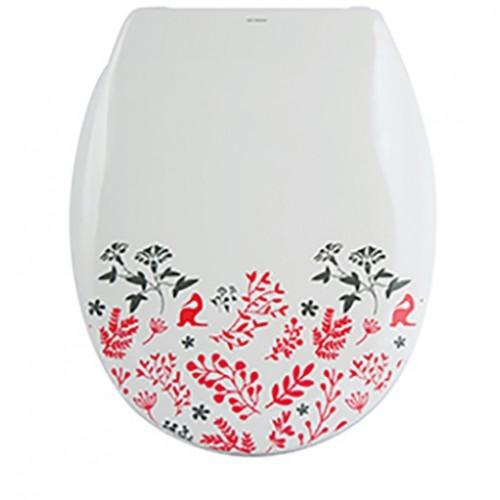 ABATTANT WC - THERMODUR - CHARNIÈRES INOX - MOTIF FLORAL MSV
