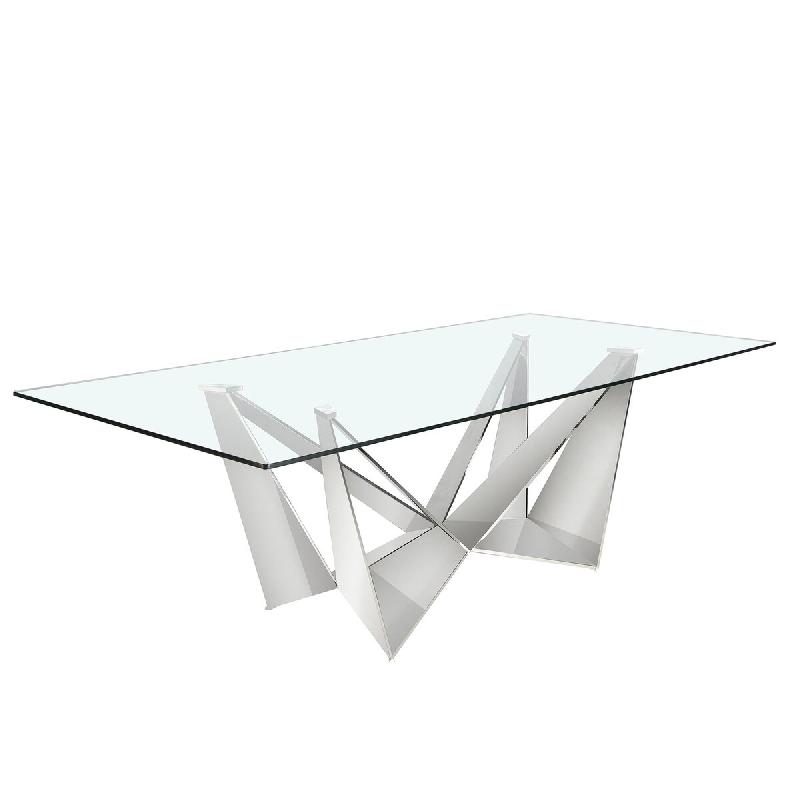 AC ANGEL CERDA Angel Cerdá Table à manger rectangulaire verre trempé et acier chromé 1049-200x95C 200 x 95 x 75 - gris verre 8435631045946_0