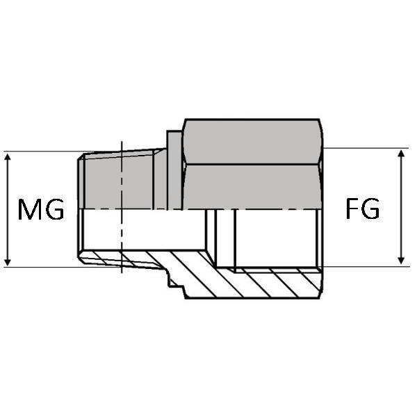 Adaptateur droit mâle gaz conique x femelle gaz cylindrique prolongé - WMFCO00202 - UMFGCO 1/8 / 1/8 PROLONGE_0