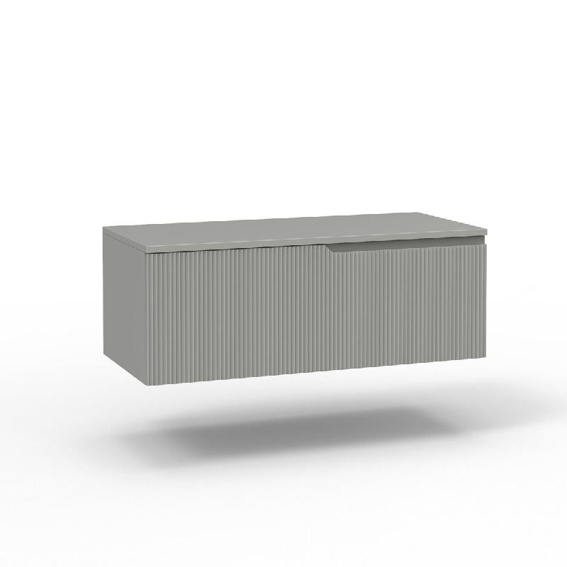 AQA Design Base avec top 1 tiroir  en MDF gris mat VENERE L.100 P.45 H.37 MPVE101HTOP-GRI - gris Bois manufacturé MPVE101HTOP-GRI_0