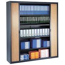 Armoire haute à rideaux démontables décor bois Largeurs spécifiques 200 x 180 cm anthracite-hêtre_0
