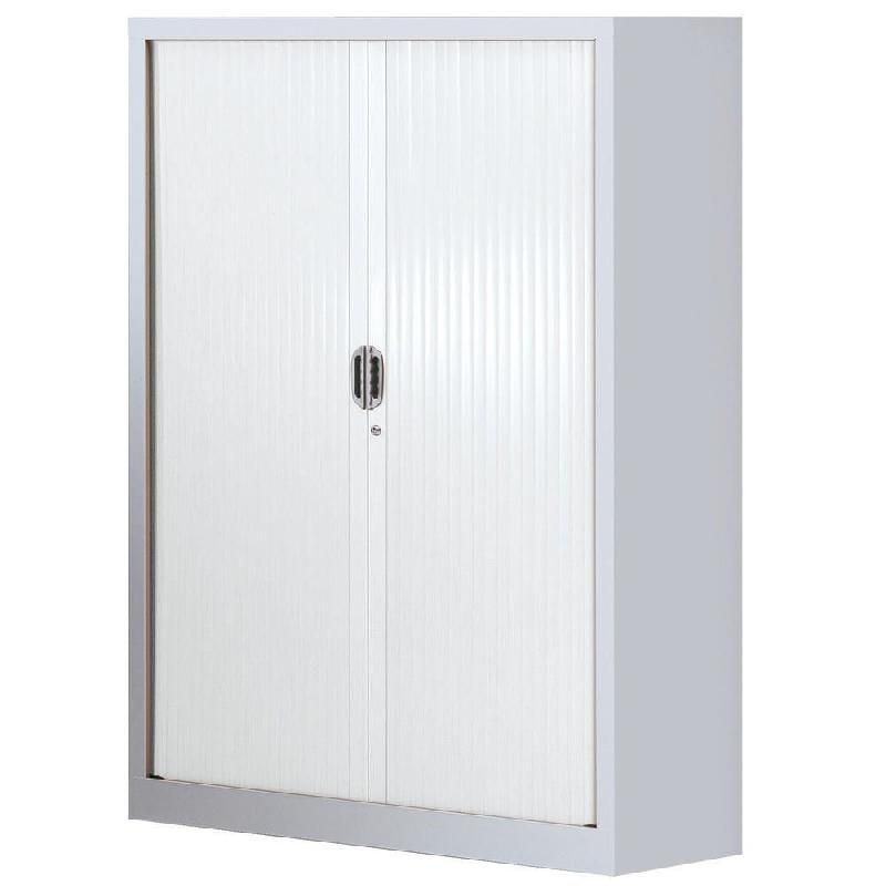 ARMOIRE MÉTAL CONFORT - A RIDEAUX - H. 100 X L. 120  CM - CORPS ALUMINIUM - RIDEAUX BLANC