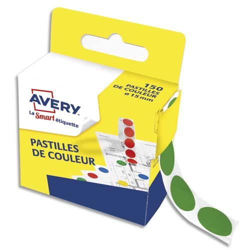 Avery boîte distributrice de 150 pastilles adhésives ø15 mm. Coloris vert._0