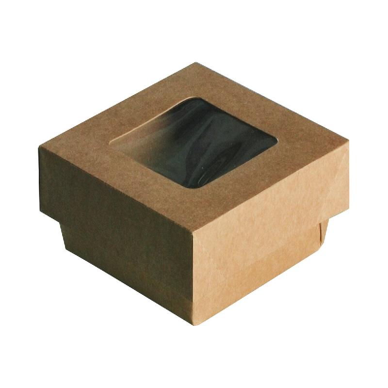 Boîte fraîcheur fenêtre NOVABOX carton kraft format 95 mm - Traiteur - Lot de 250 - marron en carton BSQ105_0