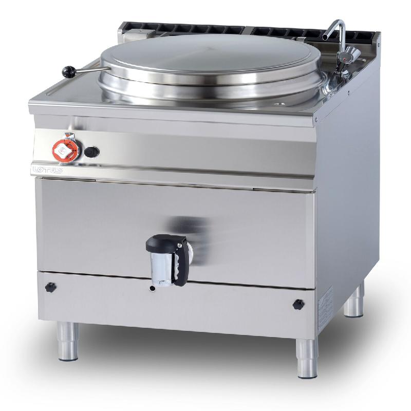 Braisière à gaz à pot direct avec cuve en acier inoxydable 140 LT. Structure en acier inoxydable. Dimensions 80x90 h 90 cm. Modèle PD150-98G - 2055_0