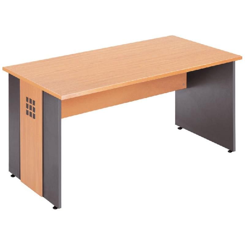 BUREAU DROIT AXIOME - L. 120 X P. 80 CM - PLATEAU HÊTRE - PIEDS PLEINS ANTHRACITE