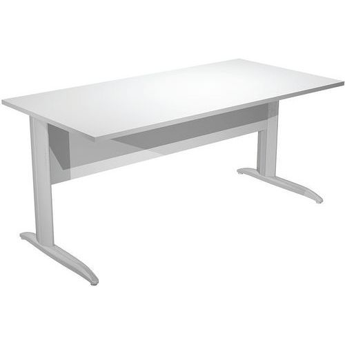 BUREAU DROIT PIEDS L EN MÉTAL FAST 160 CM - BLANC CHROME