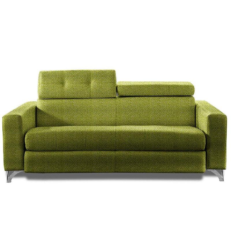 Canapé convertible Suède 140 cm - Ouverture Express - Sommier lattes Renatonisi - Matelas 16 cm - Tissu tweed vert_0