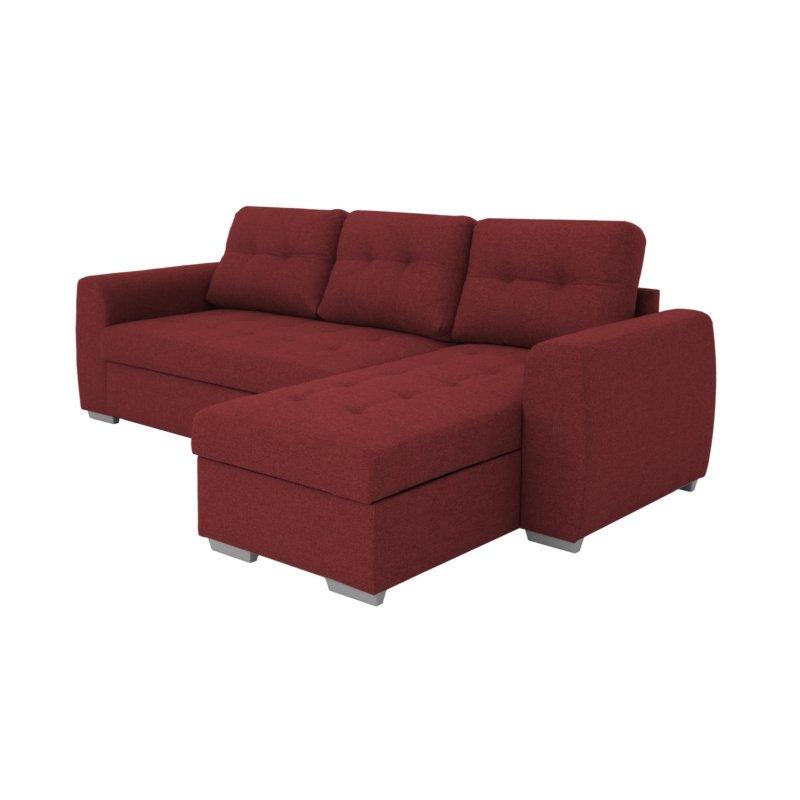Canapé d'angle réversible convertible Danko - tissu bordeaux avec coffre de rangement_0
