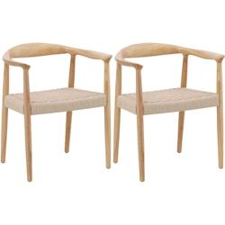 Chaise en hévéa et corde synthétique Lovön (Lot de 2) Venture Home - beige 3700866383565_0