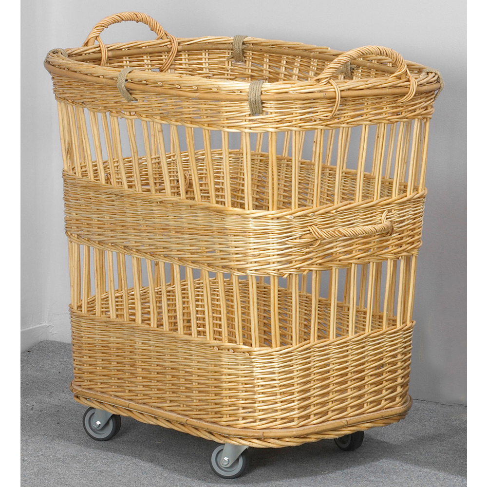 Chariot à pains - Dimensions 80 x 60 x hauteur ajustable 82-90 cm - Osier blanc et contreplaqué_0