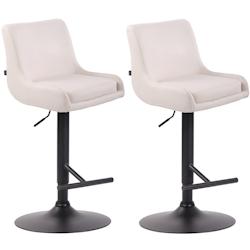 CLP Lot de 2 tabourets de Bar Club en Similicuir Blanc /Noir - blanc polyester 318881_0