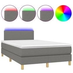 Décoshop26 - Cadre de lit LED avec sommier, tête de lit réglable et matelas 120x200 cm en tissu gris foncé - TDL0208408 - gris_0