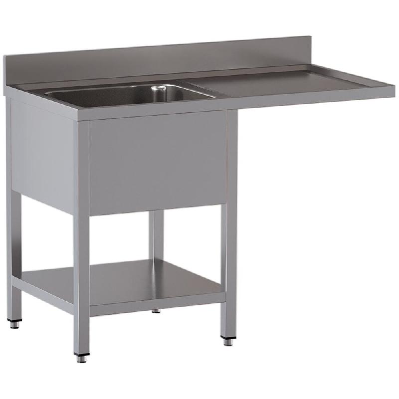 Diamond - Plonge 1 cuve et 1 égouttoir à droite, avec sous tablette et espace lave-vaisselle - réf. L1211/VD-SD4 - inox AKS-L1211/VD-SD4_0